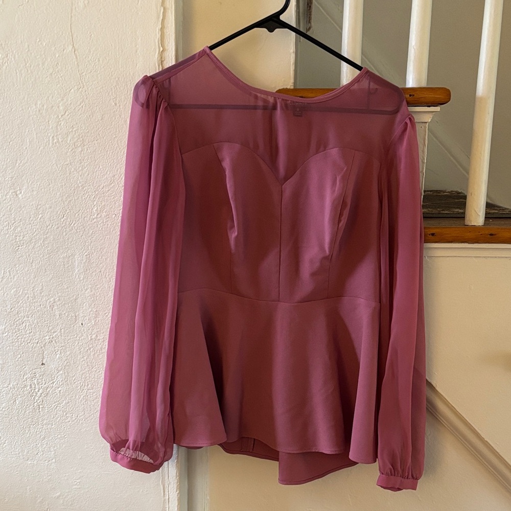 Torrid Mauve Sheer Sleeve Blouse